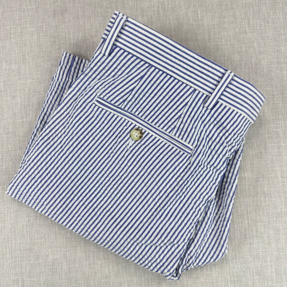 Haspel New Orleans Seersucker Shorts Mens 32 Blue White Striped Cotton Summer